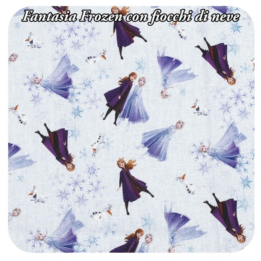 Fantasia Frozen con fiocchi di neve su celeste